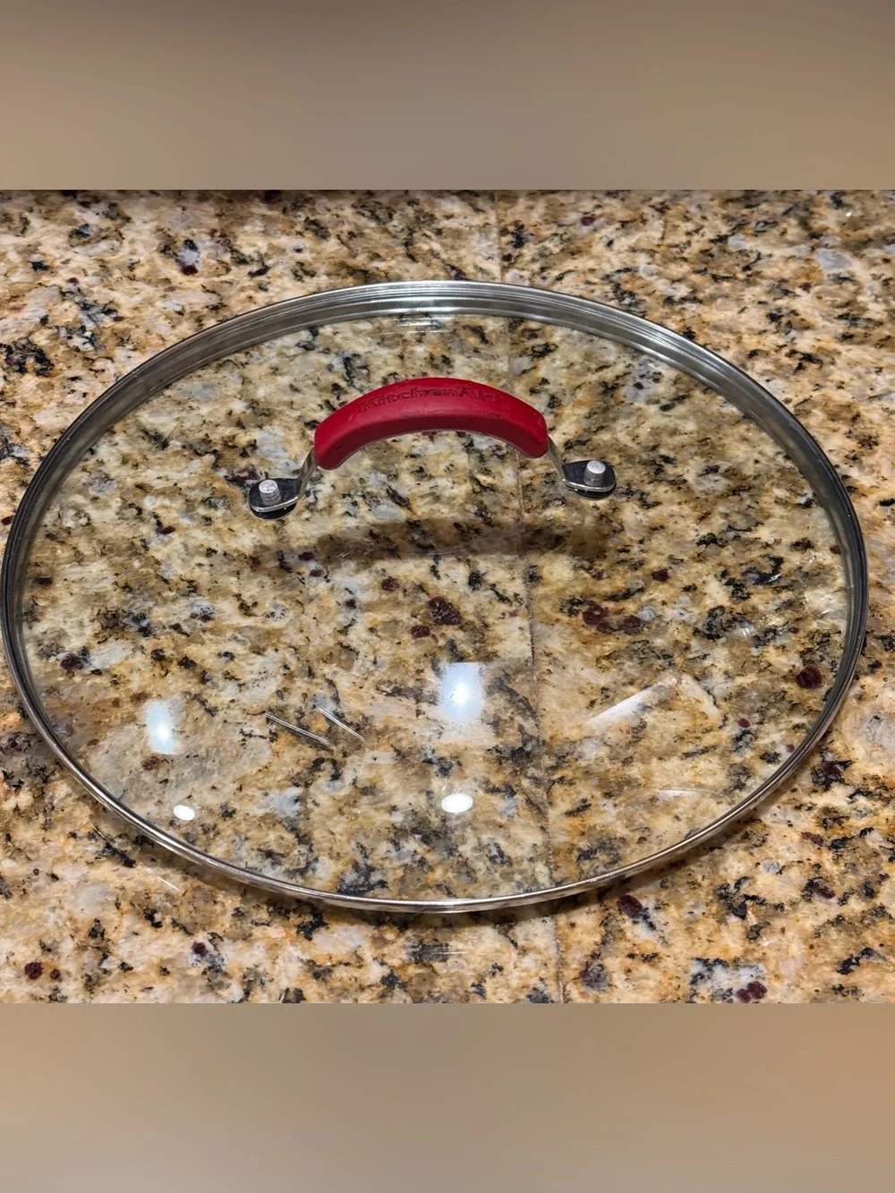 Kitchen Aid Replacement Red Silicone-Handled Glass Pot Lid - 12”: Cookware